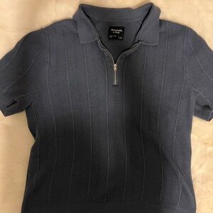 Abercrombie & Fitch Navy Half-Zip Polo